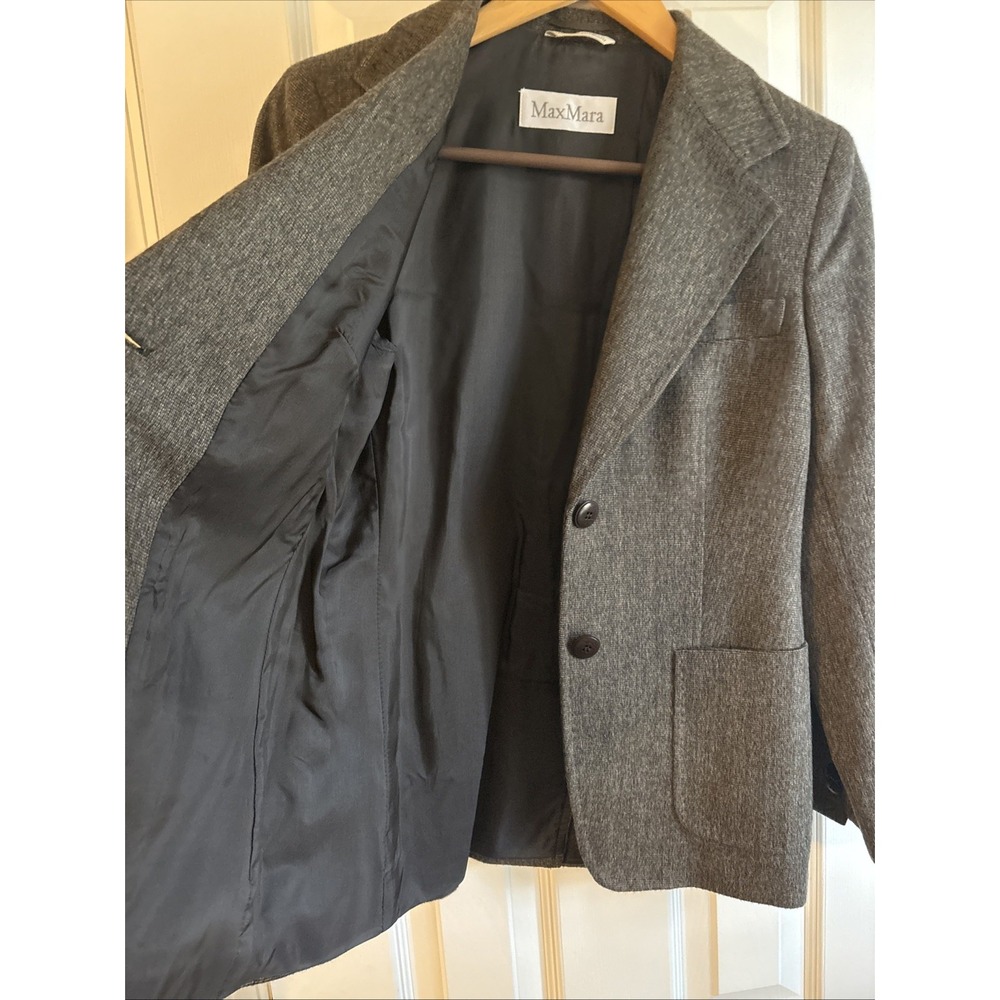 Max Mara Gray Wool Angora 2 Button Blazer Jacket Womens Size 4 Made in Italy - Picture 7 of 9